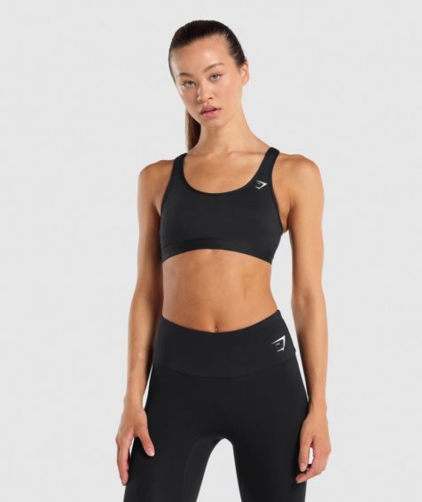 Staniki Sportowe Gymshark Scoop Neck Damskie Czarne | PL 463KNX